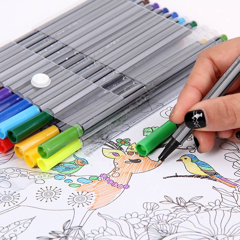 24 colors bag set pack 0.4mm fine tip fineliner marker pen for coloring book