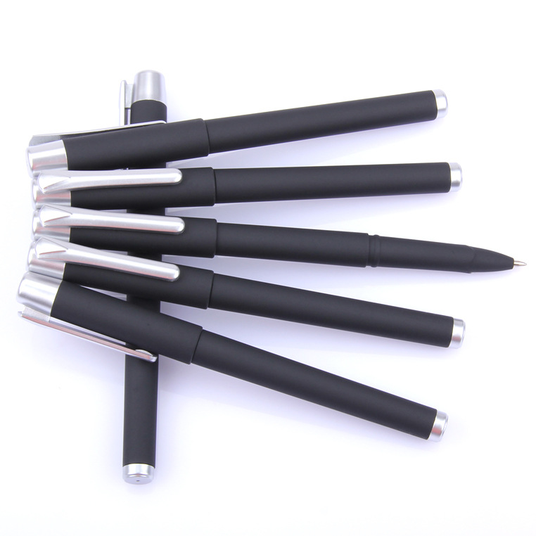 black color rubber surface plastic gel ink pen for business use