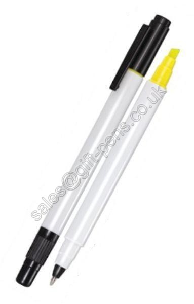 plastic pen with highlighter,combo highlighter plastic pen