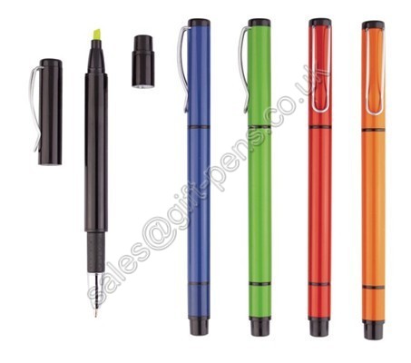 plastic popular ball pen,logo brand two use exclusive highlighter ball pen