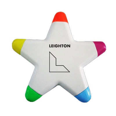 five color star shape highlighter pen