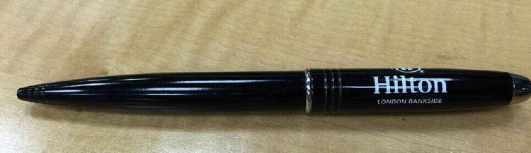 printed hilton hotel metal pen,hilton logo brand metal ballpoint pen