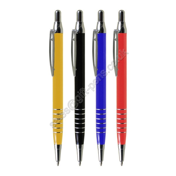 retractable aluminum promotional pen,click advertising logo engraved metal pen