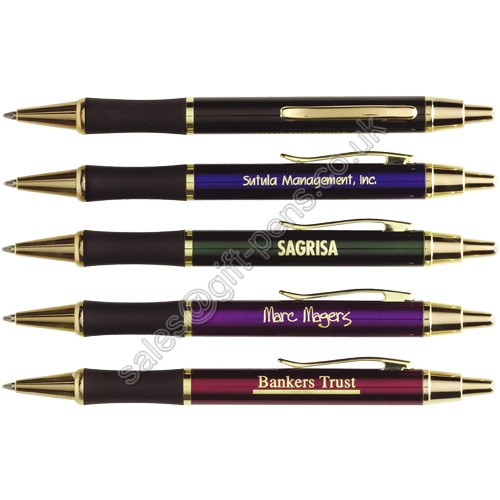 ambassador gold metal pen,brass material rubber grip metal pen