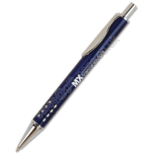 blue color push action 24 holes metal ballpoint pen