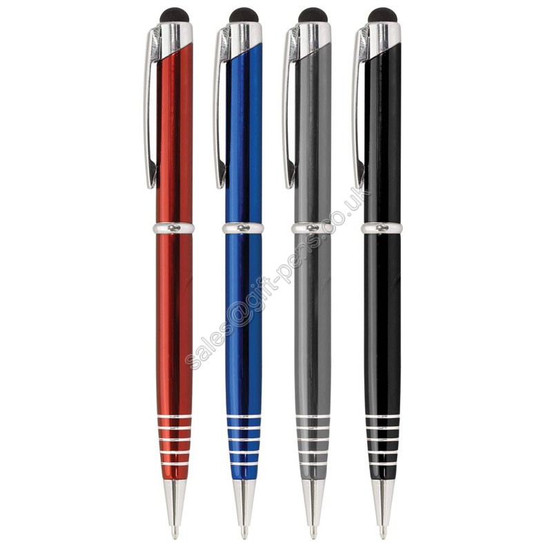 logo engraved aluminum promotion metal stylus ball pen