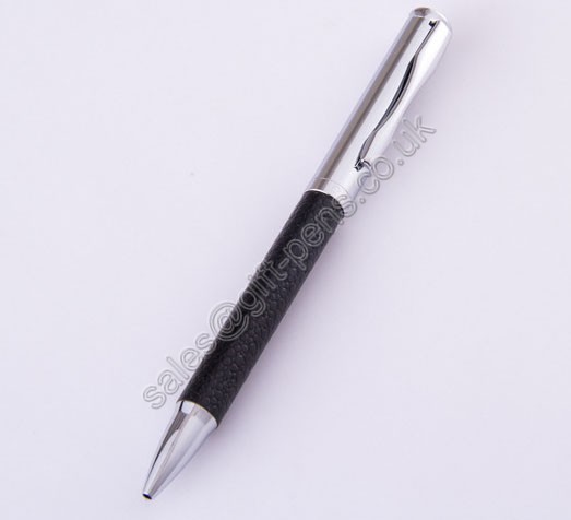 leather grip promotion twist metal ballpoint pen with logo printing