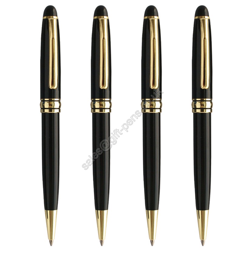 black lacquer painting golden part classical twist gift metal ball pen