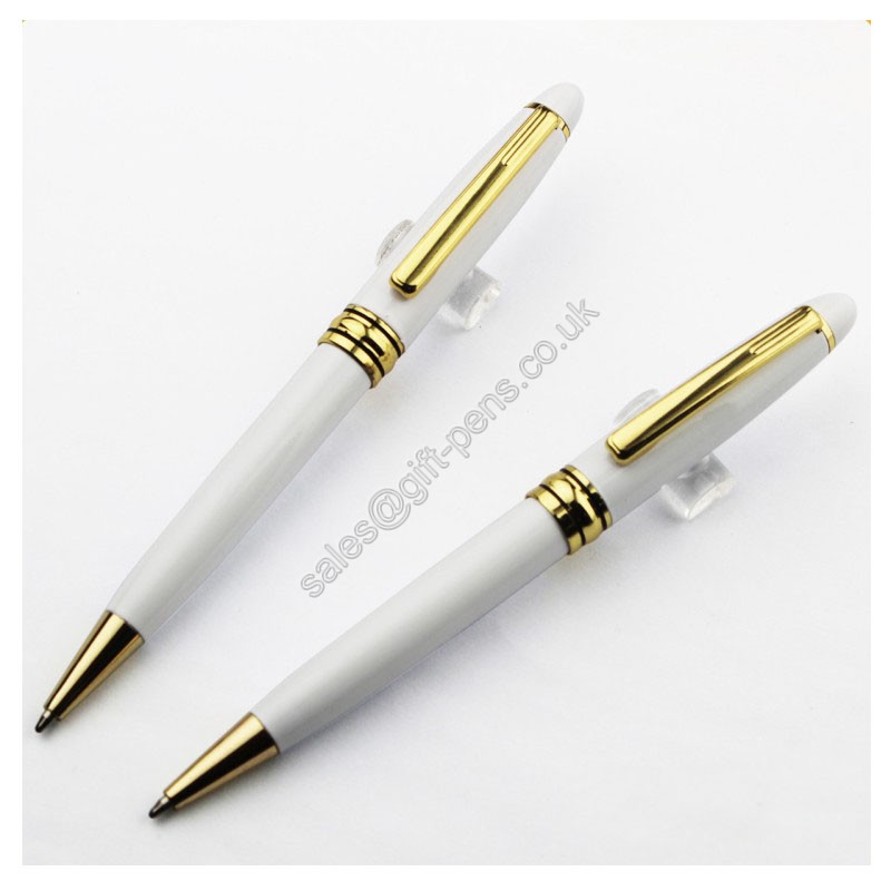 white color golden parts metal gift pen,white color metal ballpoint pen