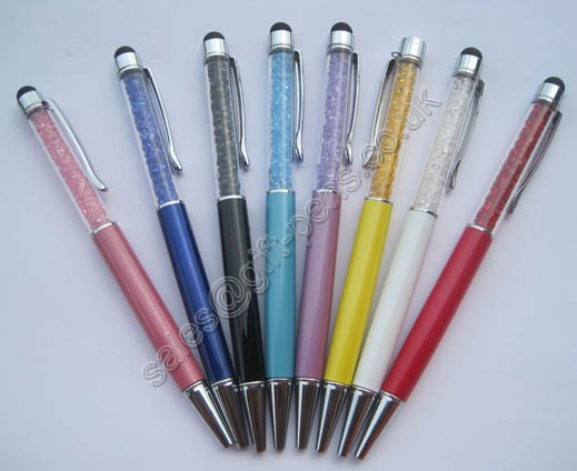 crystal touch metal pen,stone inside advertisement gift crystal ball pen
