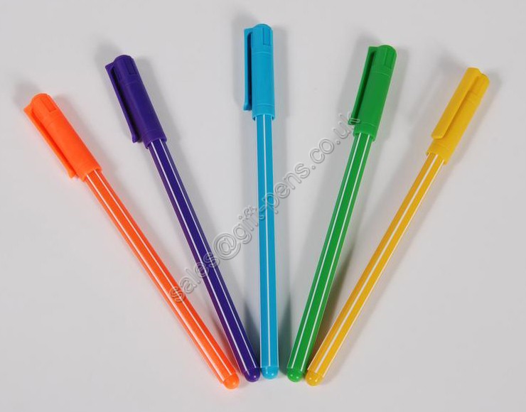 logo personalized OEM Cheap plastic colorful stick ball point pen