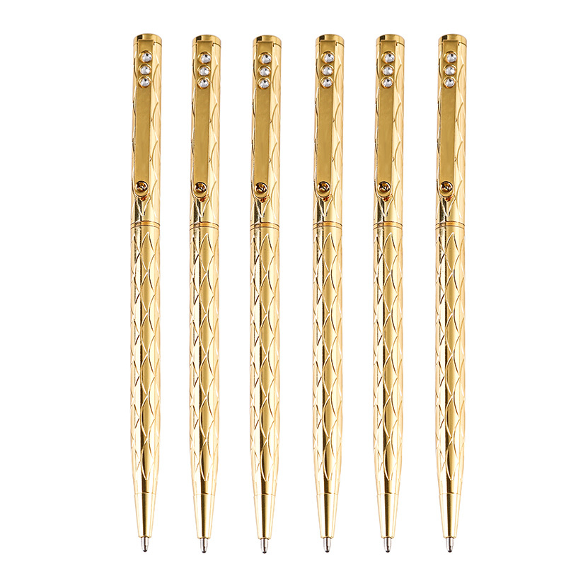 Premium golden metal pen with diamond
