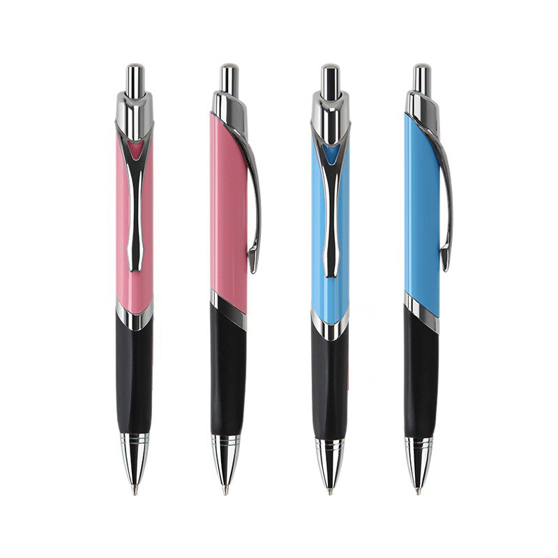 Triangular click metal pen with soft grip