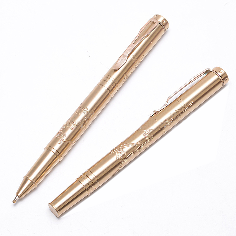 brass material flower pattern engraved valuable pen