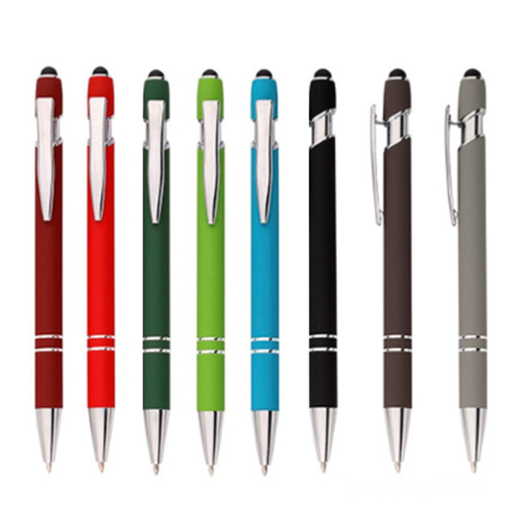 rubber spray soft touch metal pen with stylus