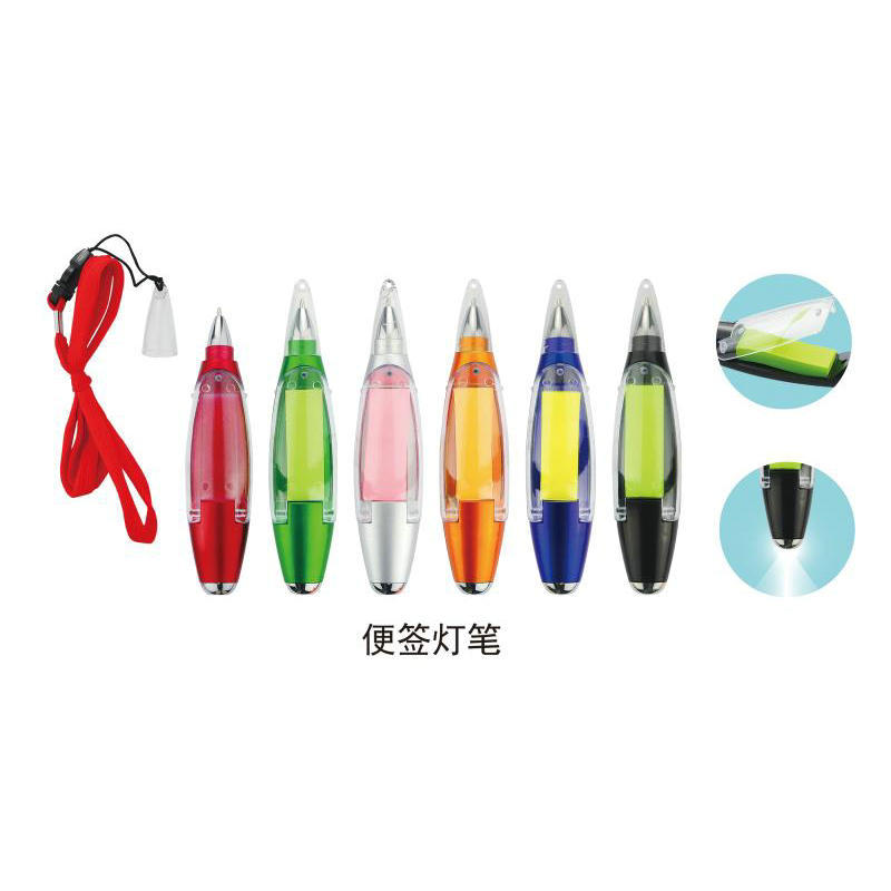 lanqyard gift pen with led and sticky note