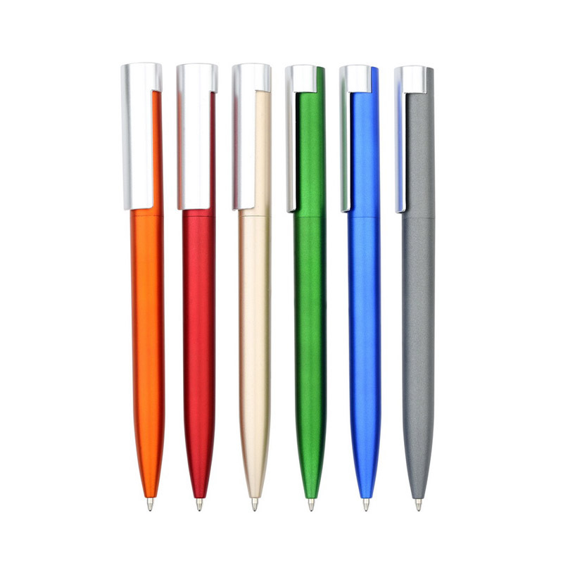 wide clip silver twist ball pen