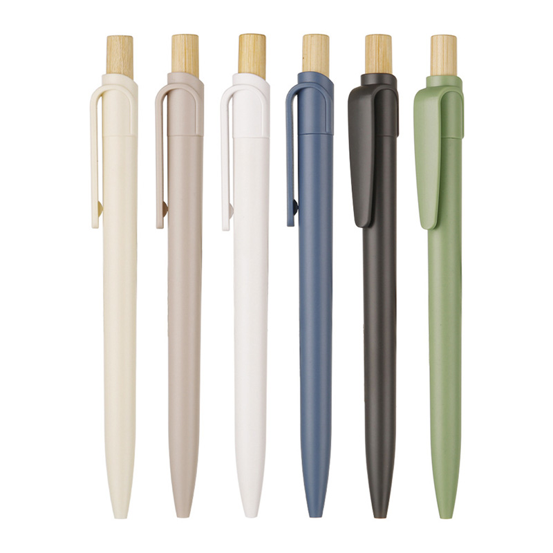 bamboo pusher plastic ball pen