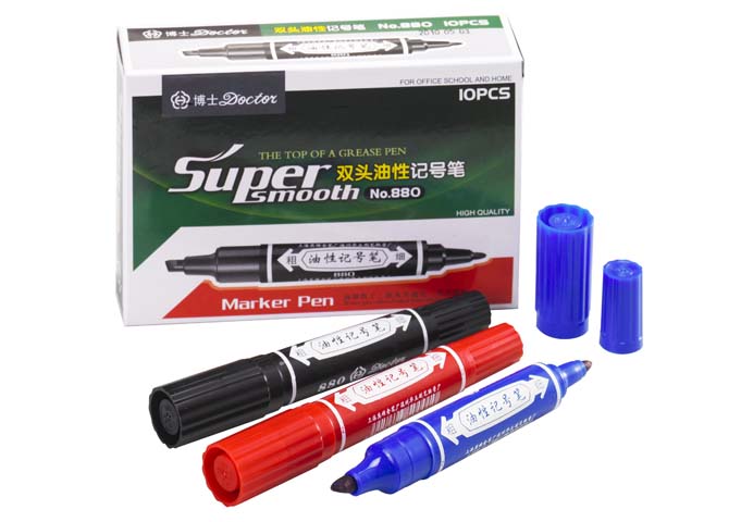 chisel and bullet tip double end indelible ink permanent marker pen