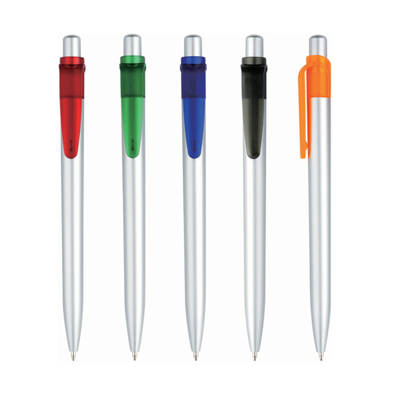 silver painted gift logo brand advertising plastic ballpoint pen