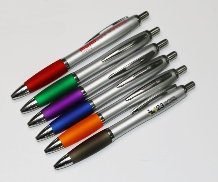 silver painted body ball point pen plastic,click silver painted ball pen
