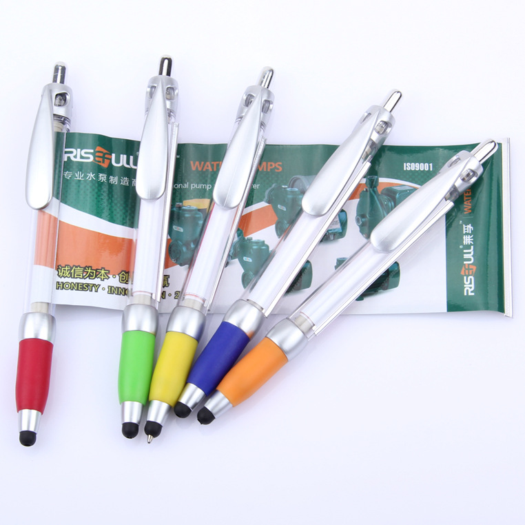 banner plastic ball pen with phone touch tip,promotional flag banner ball pen
