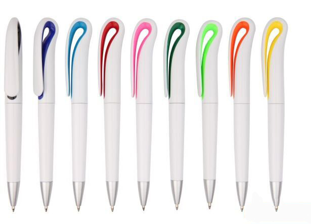 gesture ballpoint pen,white color twist promotional plastic ballpoint pen