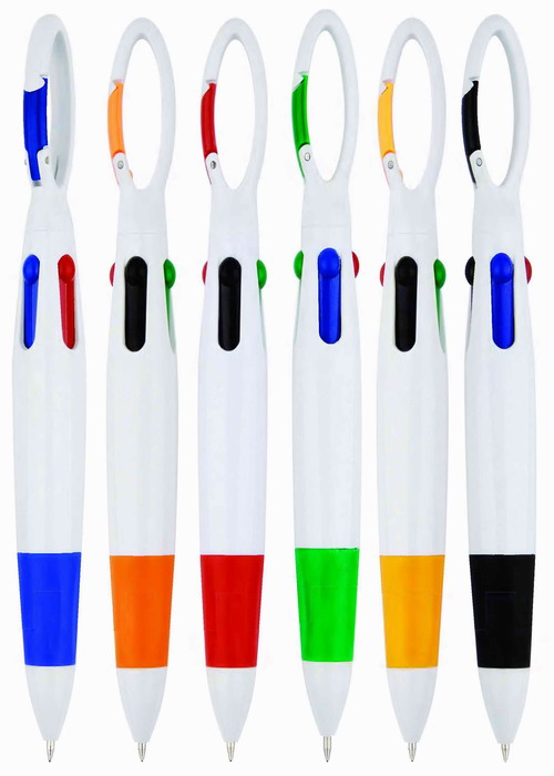 plastic ballpoint pen with rings,four color ballpoint pen