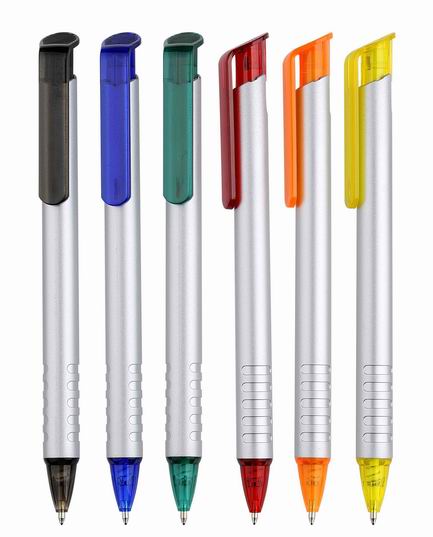 business ball pen,silver painted plastic ballpoint pen