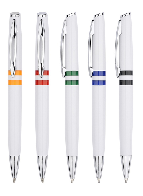 fashion logo brand white plastic ball pen