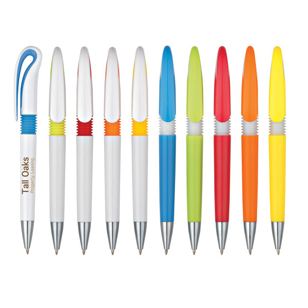 fashion design printed logo pen,twist special clip plastic logo pen