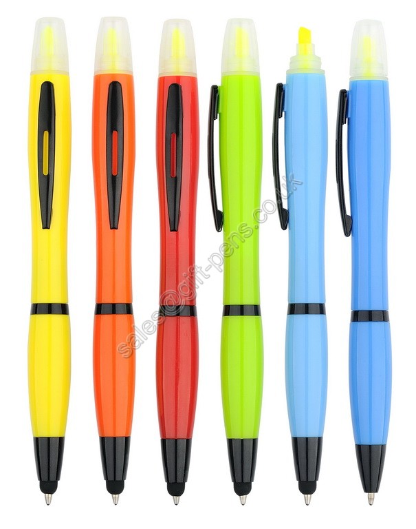 3 in 1 pen,pen with highlighter and touch stylus,multifunctional promotional plastic pen