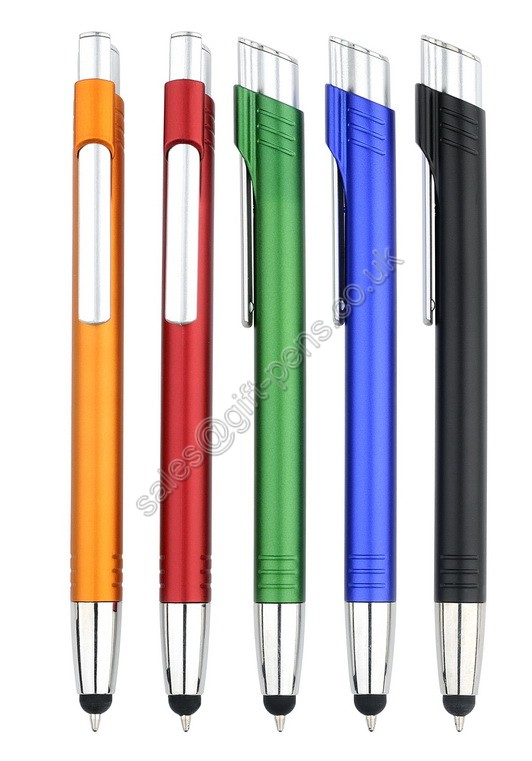 novel style click plastic pen with touch tip,touch tip click advertising plastic pen