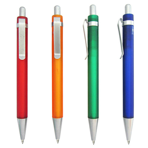 Best Selling click push buttom Metal Clip Plastic Logo Pen,metal clip ballpoint pen