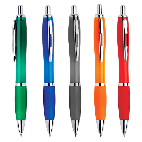 Cheap Wholesale Curvy transparent Promotional Ball Pen,Curvy ball pen