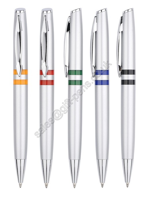 silver color advertising gift plastic ballpoint pen,silver color promo twist ballpen