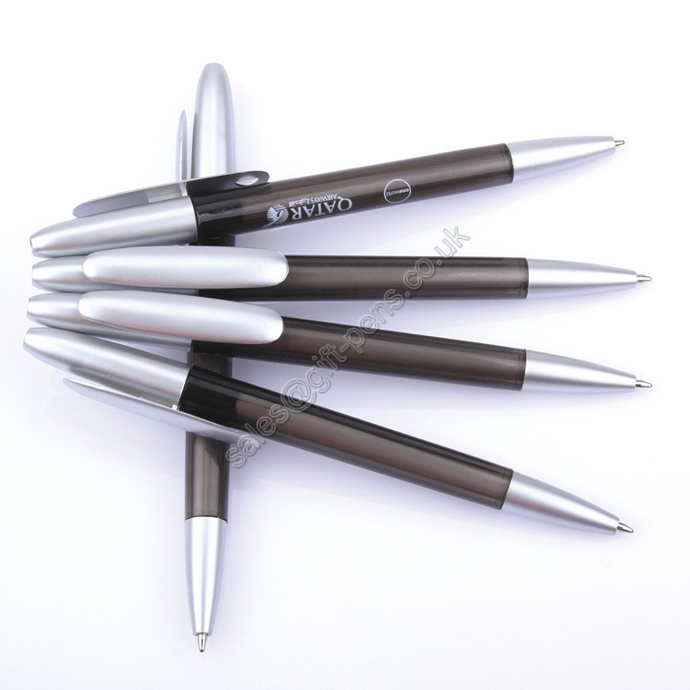 feature plastic ball pen,transparent barrel plastic twist pen