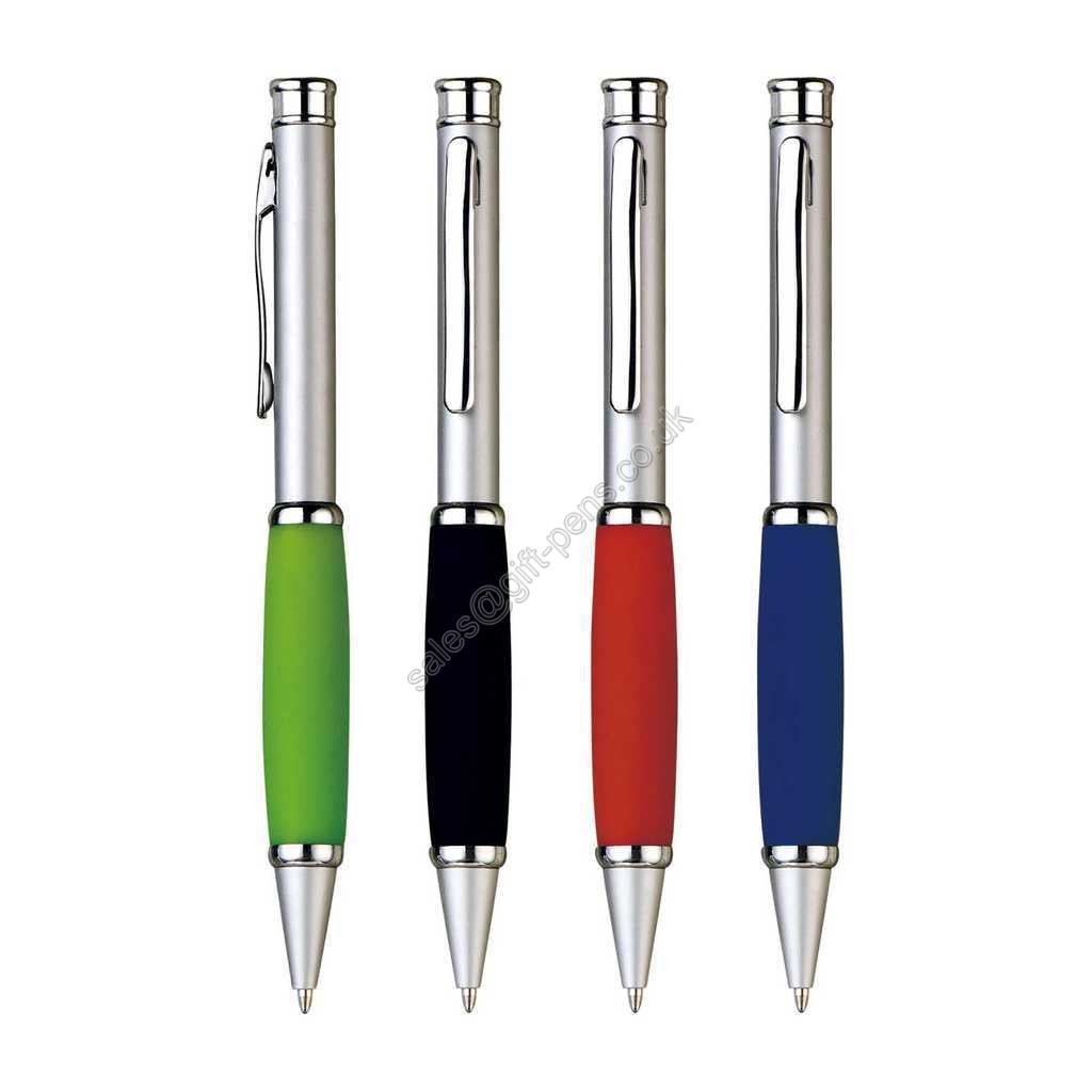 silicone grip twist action semi ball pen,gift logo printed half plastic ballpoint pen