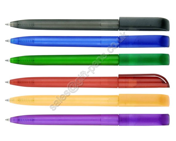 simple twist action clear body frosted promotional pen,plastic twist pen