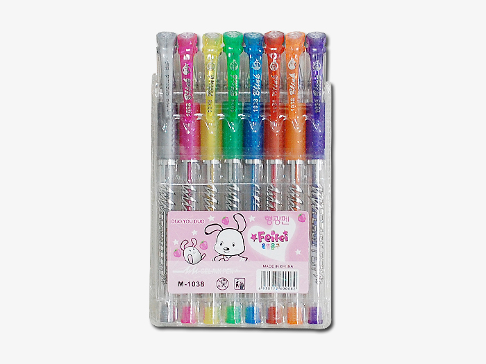 glitter school student use plastic box pack gel ink pen