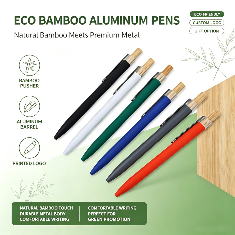 bamboo cliker aluminum pen