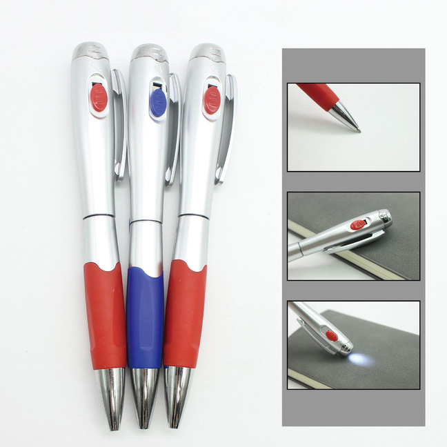 LED light plastic pen with logo printed